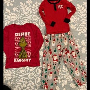 Boys Christmas pajamas and t-shirt